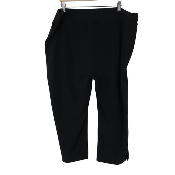 LOGO Women's Plus Size Black Elastic Waist Pull-on Cropped Stretch Pants 2X - Picture 3 of 6
